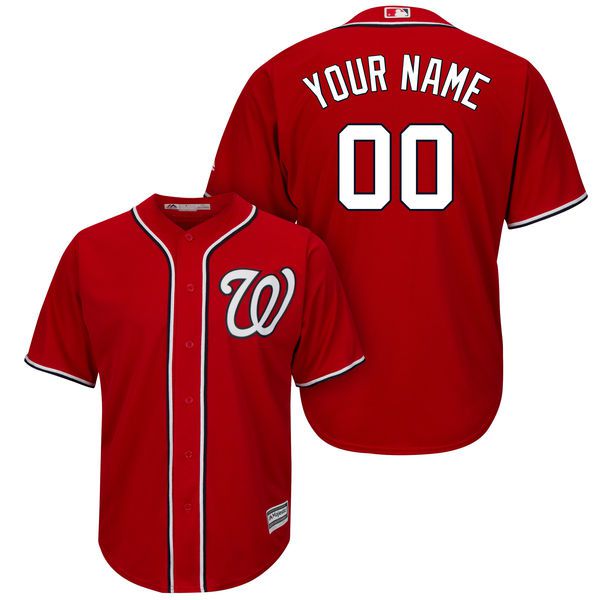 Men Washington Nationals Majestic Red Cool Base Custom MLB Jersey->customized mlb jersey->Custom Jersey